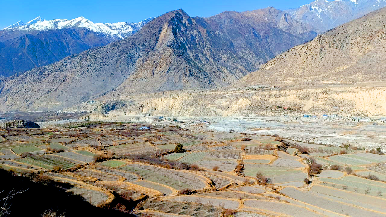मुस्ताङमा हिउँ पर्ने याममा हिउँ नपर्दा …