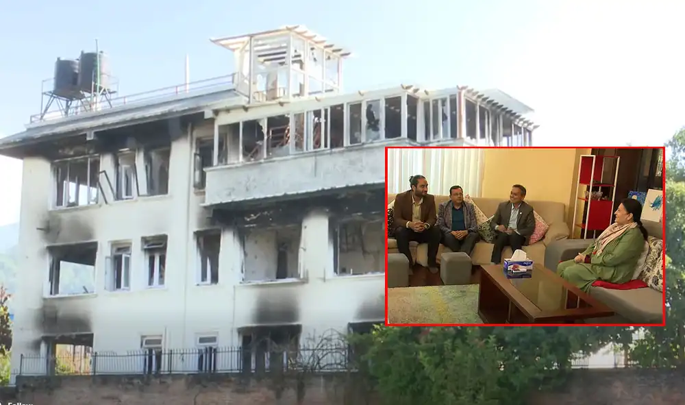 गृहमन्त्री अर्यालद्धारा पूर्वराष्ट्रपति भण्डारीको आगजनी भएको घरको अनुगमन