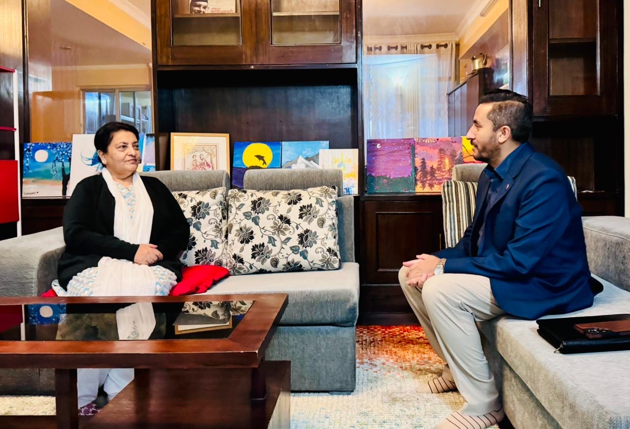 सञ्चारमन्त्री खरेल र पूर्वराष्ट्रपति भण्डारीबीच समसामयिक राजनीतिक विषयमा भेटवार्ता