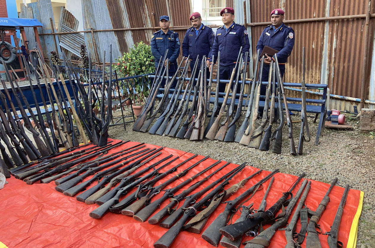 बागलुङमा ४० दिनमै ११५ अवैध भरुवा बन्दुक बरामद