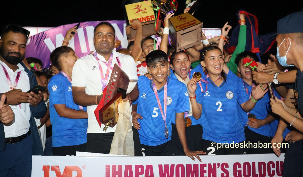 मिना देउवाको निर्णायक गोलमा नेपाल पुलिस क्लब झापा महिला गोल्डकप च्याम्पियन