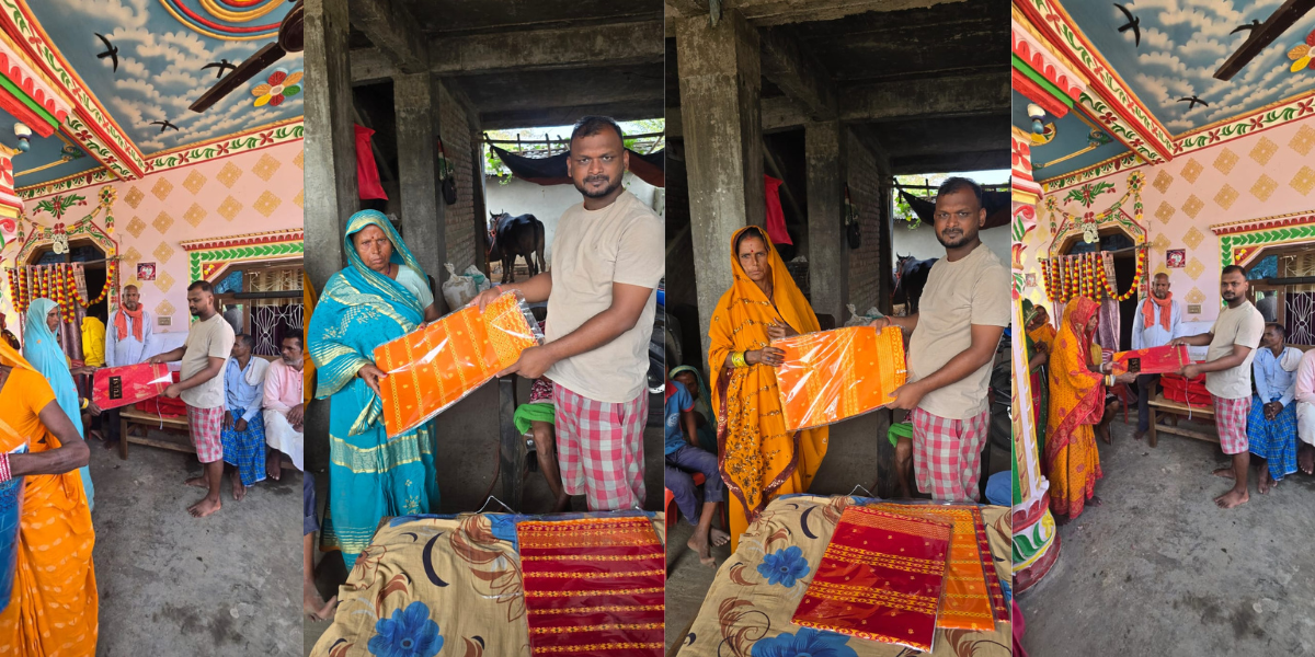 छठ पर्व मनाउन युवा नेता दीपेन्द्र साहद्धारा व्रतालु महिलालाई साडी वितरण