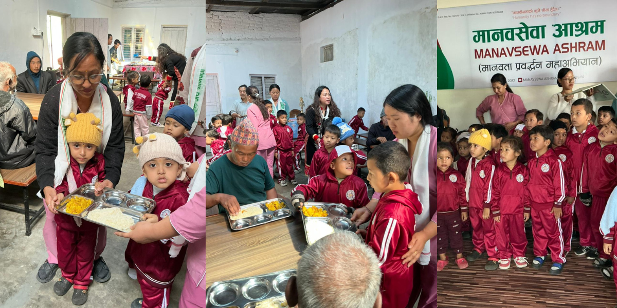 सिटि चिल्ड्रेन मन्टेश्वरीद्वारा मानव सेवा आश्रमका २७ जना बुवालाई खाना तथा फलफूल वितरण