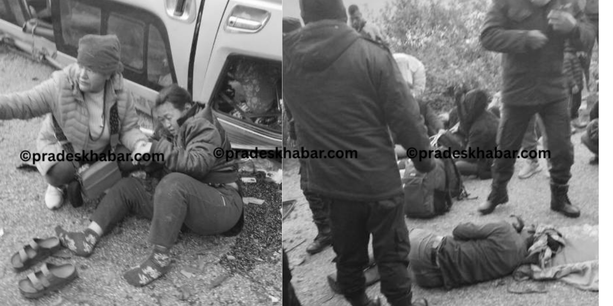 खाँदबारी जाँदै गरेको माइक्रो धनकुटामा दुर्घटना, १ जनाको मृत्यु १६ घाइते