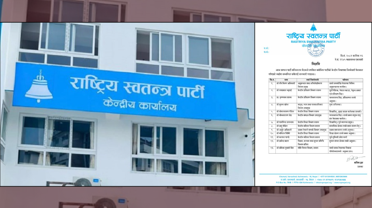 रास्वपाको केन्द्रीय विभागमा जिम्मेवारी फेरबदल