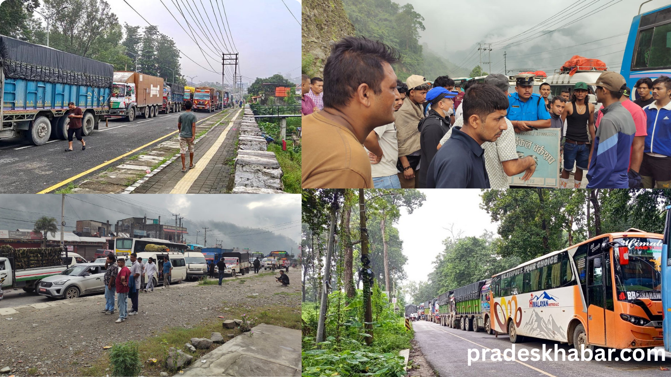 भीषण पहिरोले नारायणगढ–तुइन सडक अवरुद्ध : ३६ घण्टा यात्रु र मजदुर अलपत्र