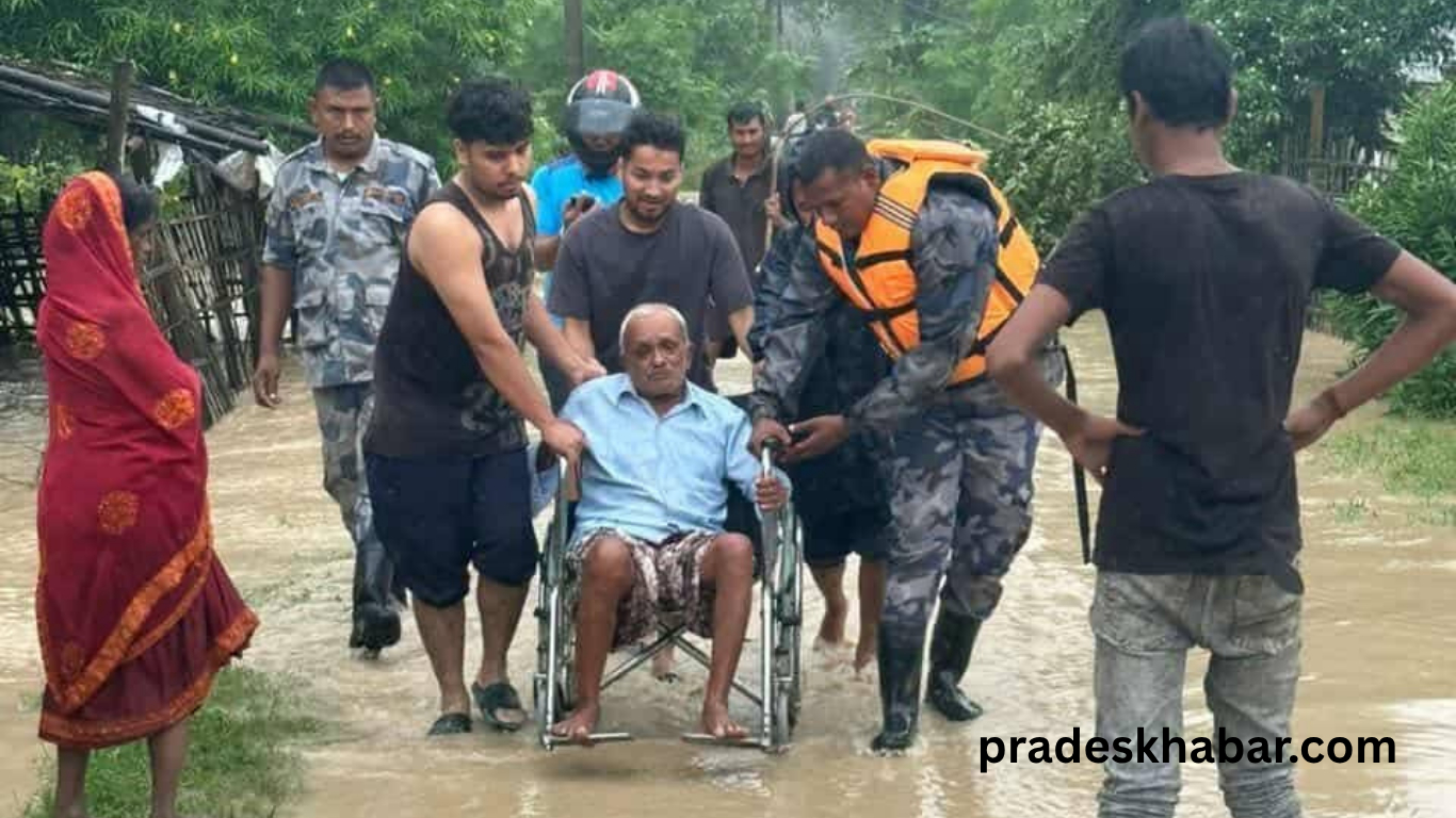 सुनसरीका अधिकांश बस्ती जलमग्न, स्थानीयलाई ‘सेफ साइट’ मा सार्ने कार्य तीव्र
