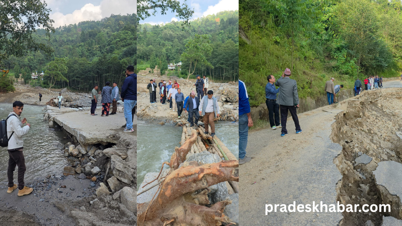 इलाममा अविरल वर्षाबाट क्षतिग्रस्त संरचनाको पूर्वमुख्यमन्त्री थापासहितले गरे स्थलगत निरीक्षण