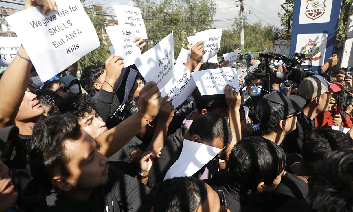 एन्फा मुख्यालयमा खेलाडीको प्रदर्शन