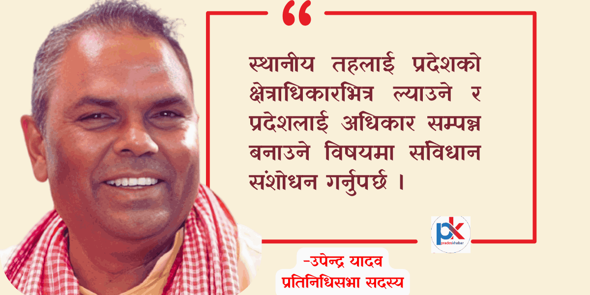 स्थानीय तहलाई प्रदेशको क्षेत्राधिकारभित्र ल्याउनुपर्छ: अध्यक्ष यादव