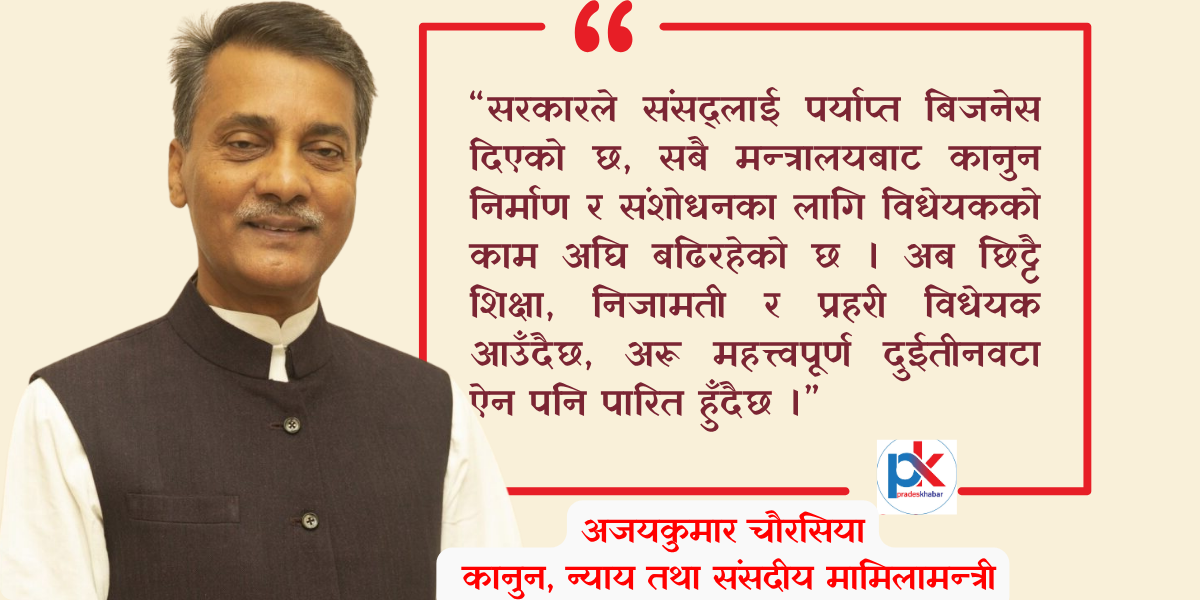 ‘बिजनेस दिन’ र संसद्लाई सक्रिय तुल्याउन सरकार चुकेको छैनः अजयकुमार चौरसिया