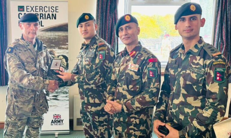 नेपाली सेनालाई बेलायतमा चौथो पटक स्वर्ण पदक