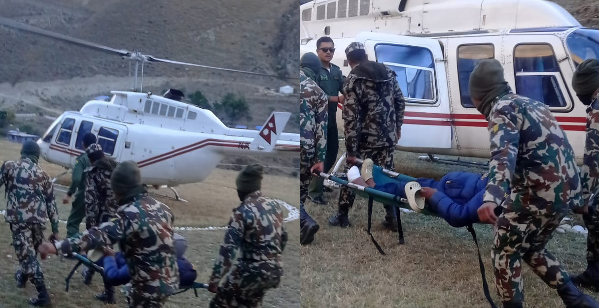 हिमपातका कारण बिरामी परेका पाँच प्रहरीको नेपाली सेनाद्वारा हवाई उद्धार