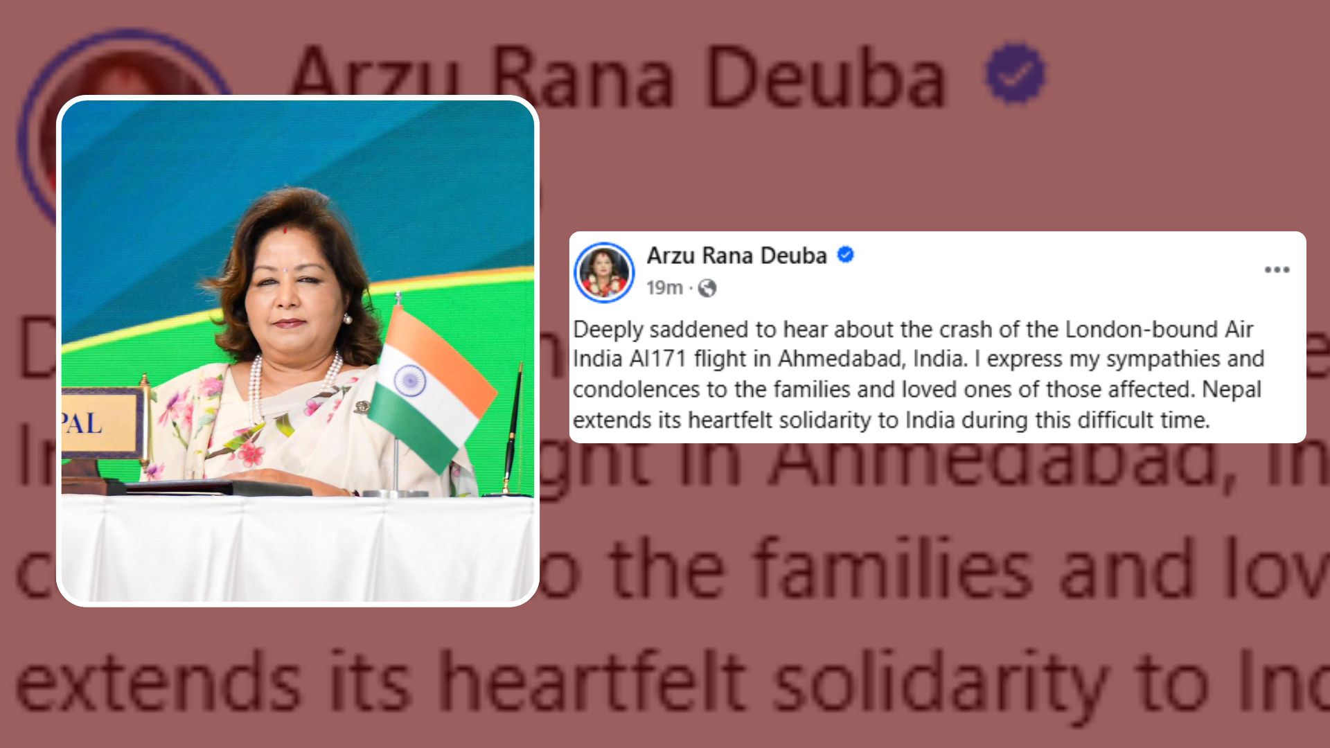 भारतमा भएको विमान दुर्घटनामा परराष्ट्रमन्त्री राणाद्वारा दुःख व्यक्त