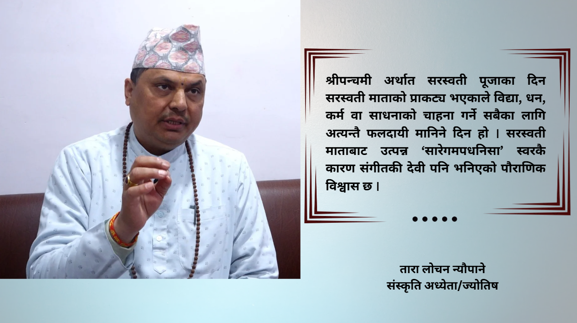 सरस्वती पूजाको परम्परा कहिल्यै अन्त्य हुँदैन : तारा लोचन न्यौपाने