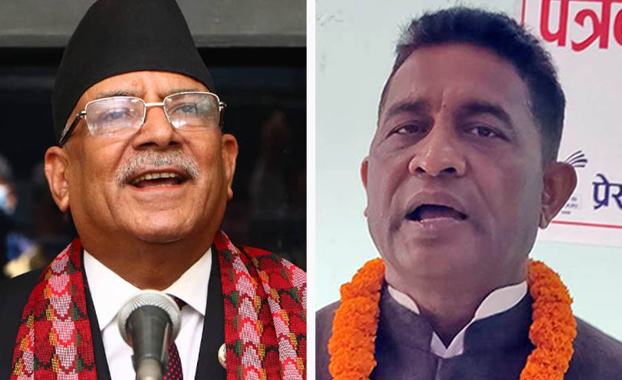 निवासमै पुगेर एमाले सचिव महासेठले भेटे प्रचण्ड