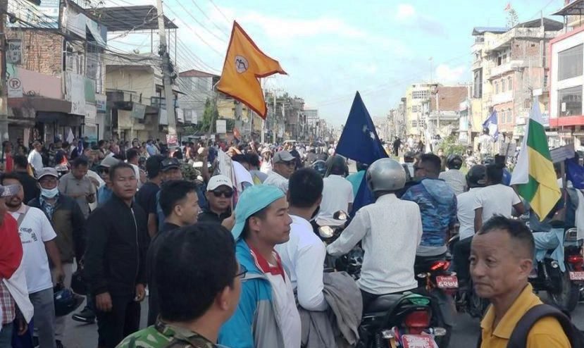 प्रदेश नामकरणविरुद्ध पहिचानवादी पक्षधरद्वारा विराटनगरमा प्रदर्शन
