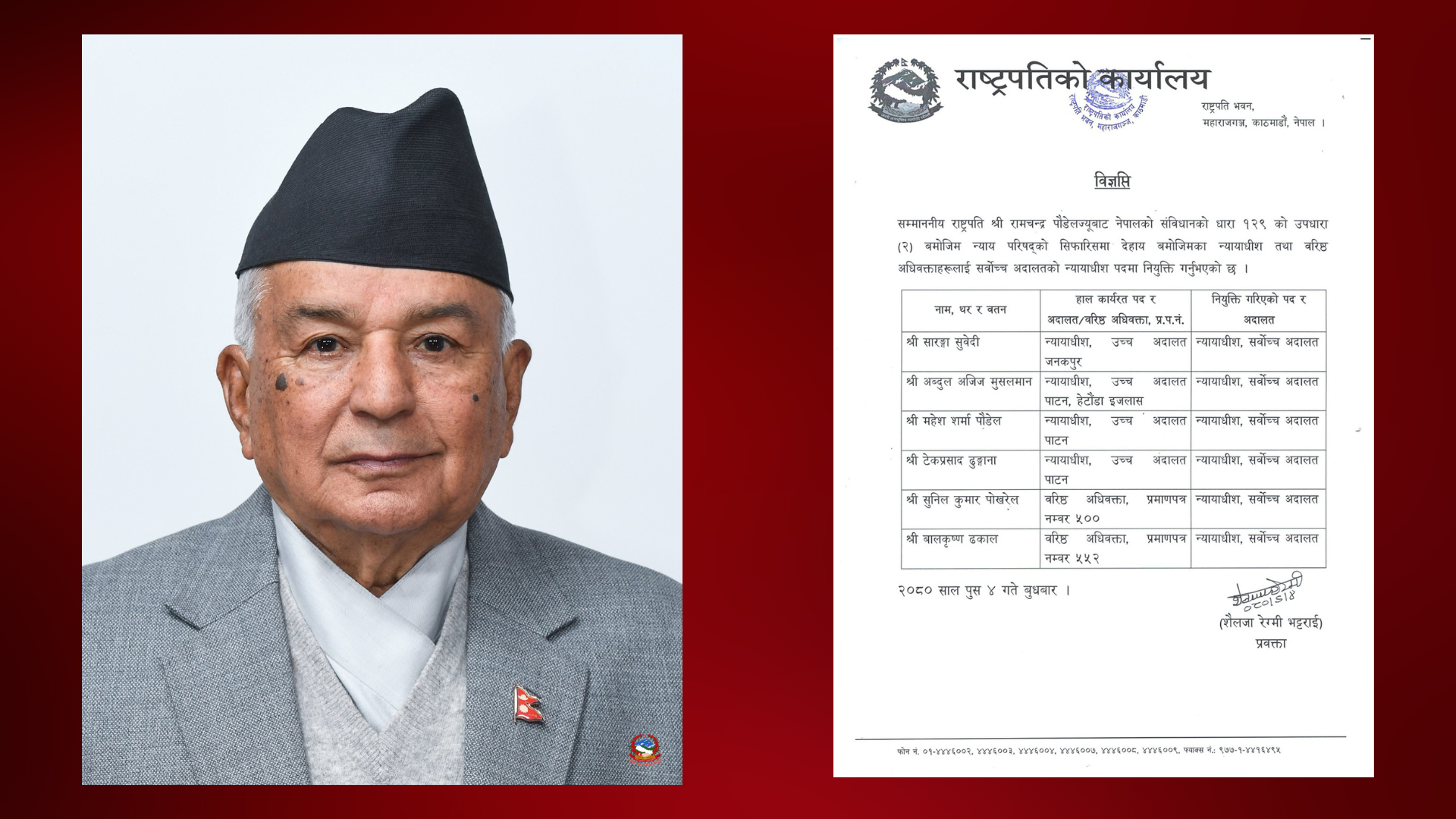 सर्वोच्चमा ६ न्यायाधीश नियुक्त