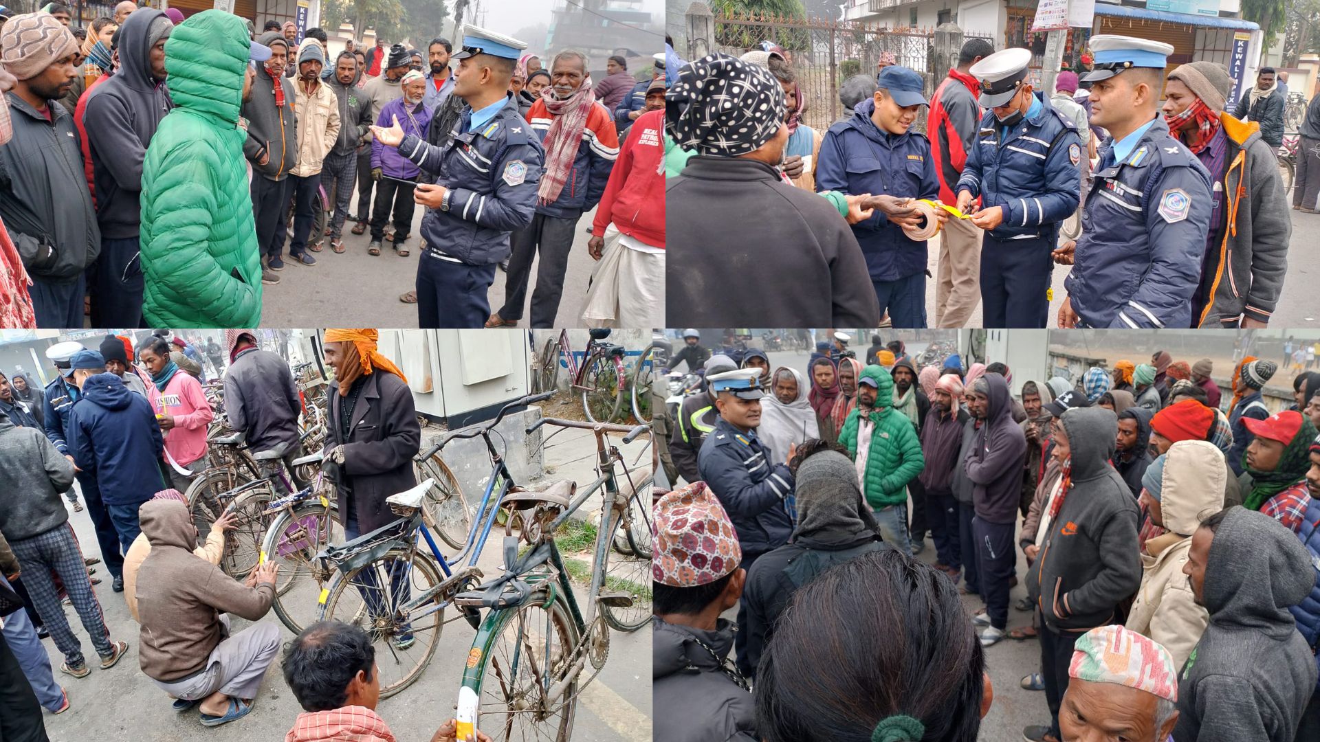 मोरङमा ट्राफिकको अभियान - चालकलाई सडकमै प्रशिक्षण, सवारीसाधनमा ‘रिफ्लेक्टर’