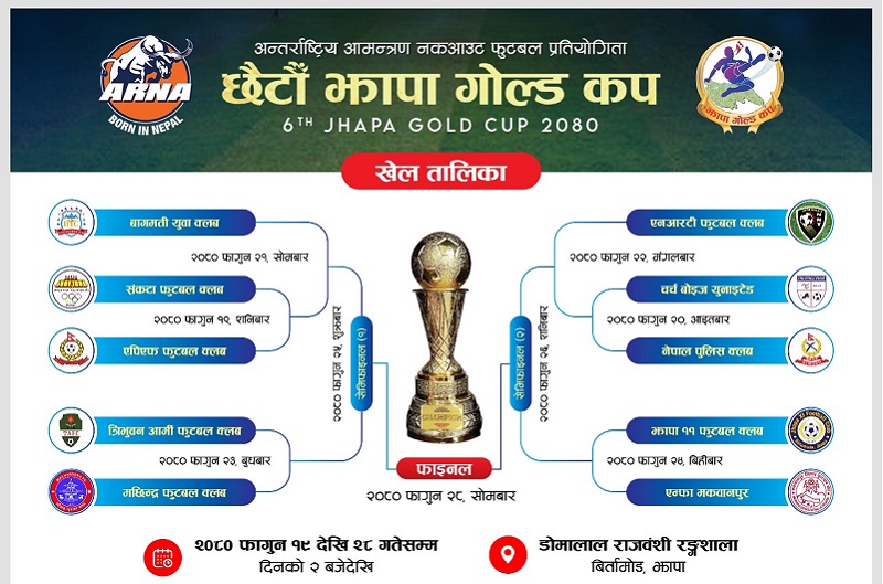 झापा गोल्ड कपको पहिलो क्वार्टर फाइनल खेल आज