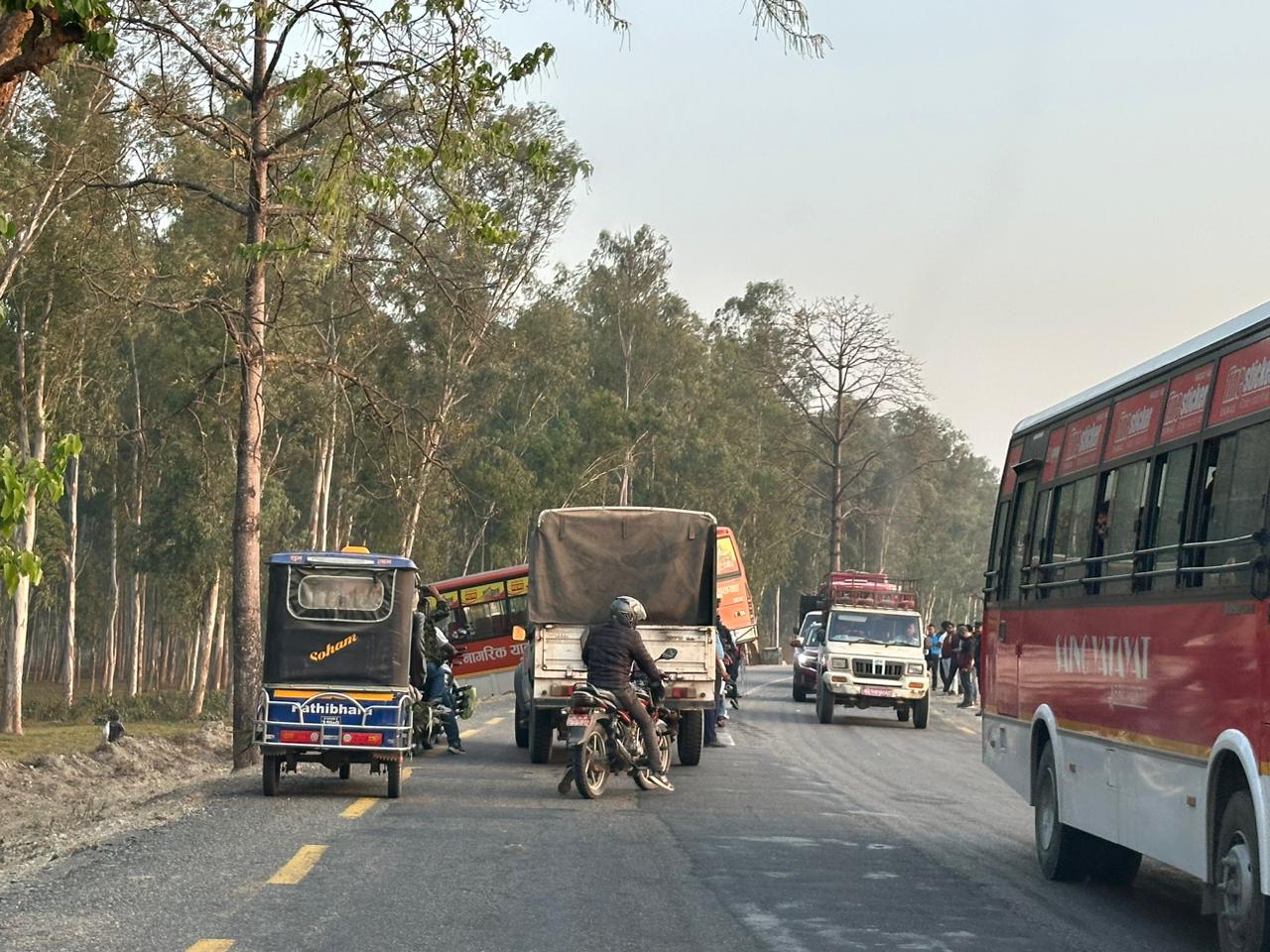 बसको ठक्करबाट मोटरसाइकल चालकको मृत्यु