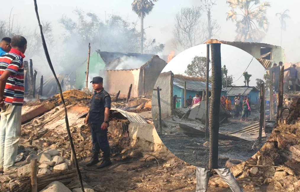 मोरङ, तेह्रथुम र भोजपुरमा आगलागी : ३ बालबालिकाको मृत्यु, ३२ घर जलेर खरानी