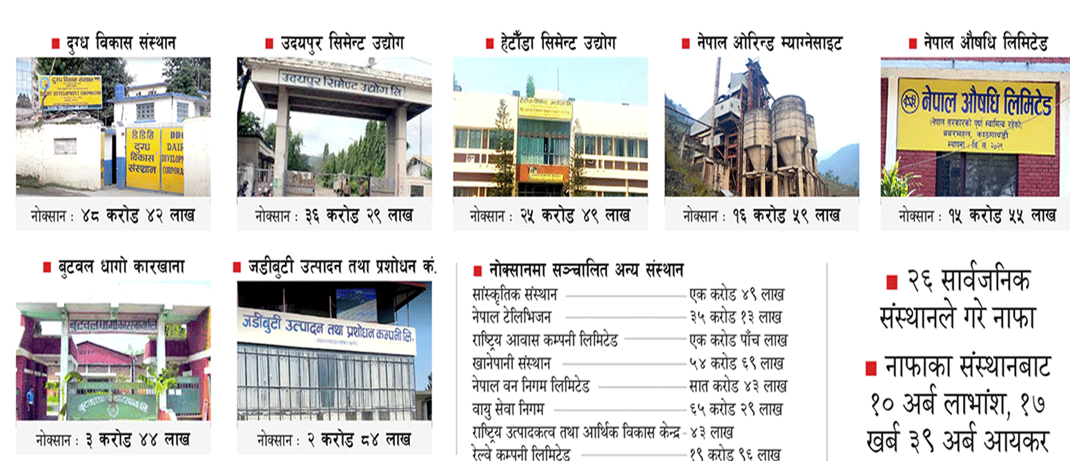 सञ्चालनमा रहेका सबै सरकारी उद्योग घाटामा