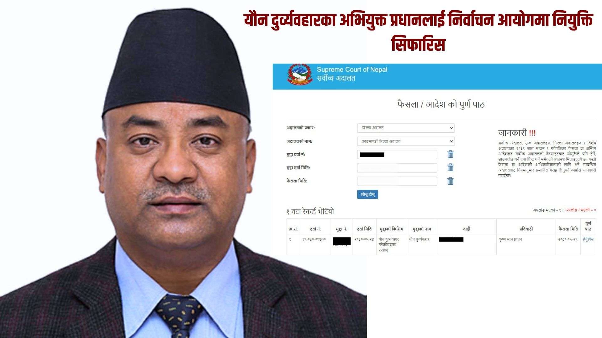 यौन दुर्व्यवहारका अभियुक्त प्रधानलाई निर्वाचन आयोगमा नियुक्ति सिफारिस