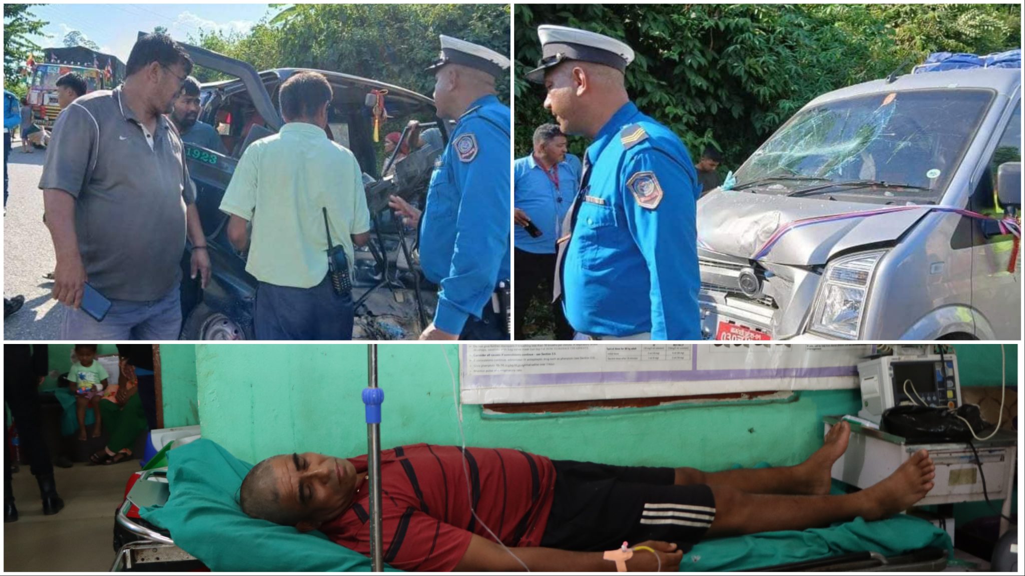 संखुवासभामा दुई वटा सवारी साधन एकआपसमा ठोक्किदा ११ जना घाइते