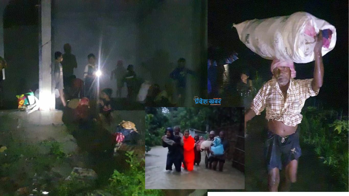 मोरङमा बाढी र डुबानका कारण ४० घरपरिवार विस्थापित