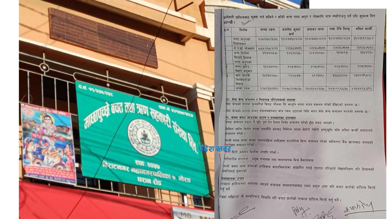 विराटनगरको सहकारीमा बचतकर्ताले जम्मा गरेको नौ करोड २५ लाख रुपैयाँ नेता र कर्मचारीले गरे घोटाला