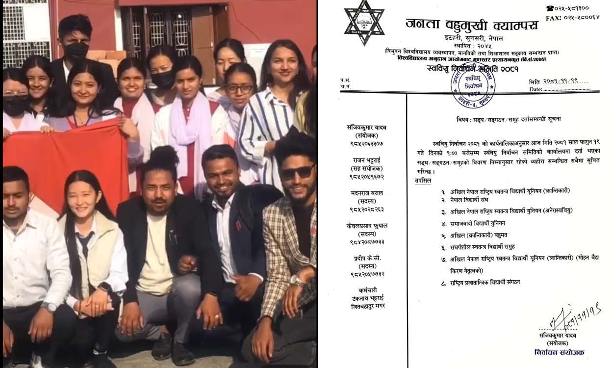 स्ववियू निर्वाचन : जनता बहुमुखीमा ८ वटा विद्यार्थी संगठन दर्ता